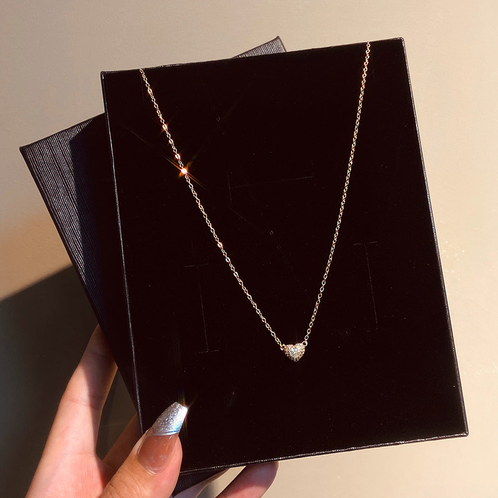 Loving Heart Female French Entry Lux Design Peach Clavicle Chain Necklaces