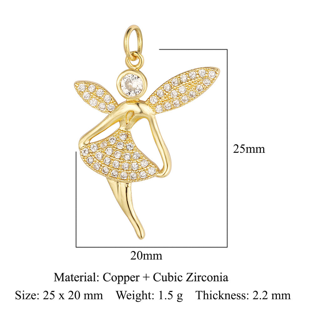 Copper Zircon Ornament Accessories Cross Love Pendants