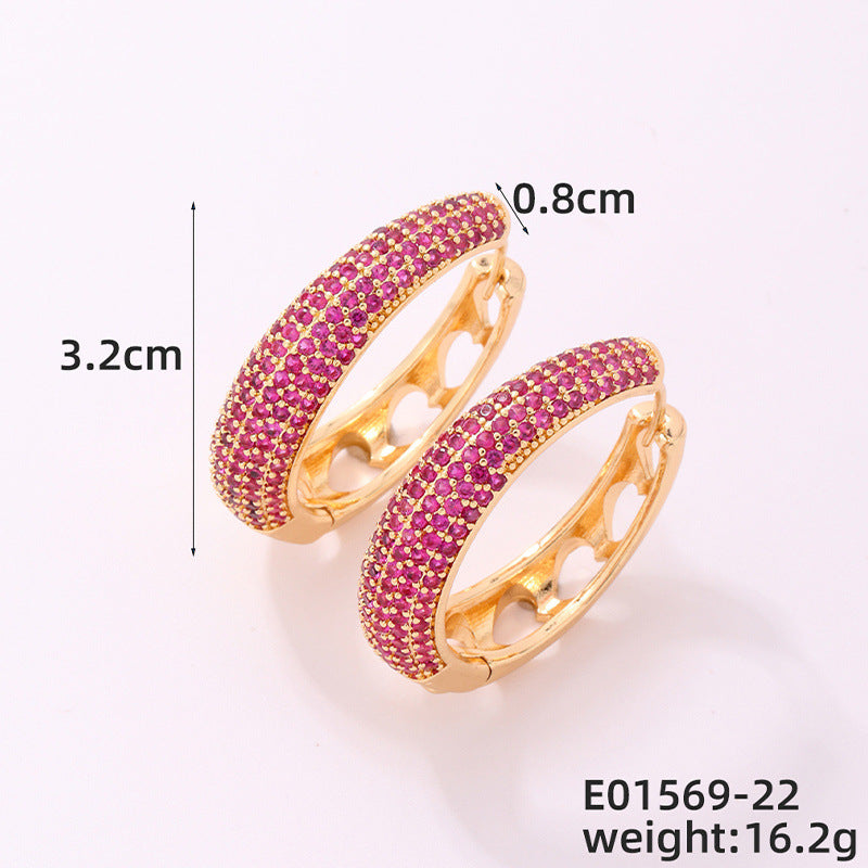 Round Micro Inlaid Zircon Clip Advanced Sense Earrings