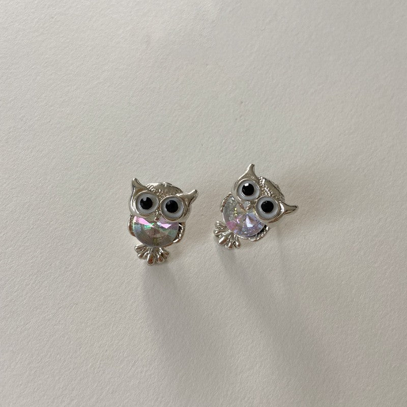 Owl Zircon Personality Simple Retro Frosty Earrings