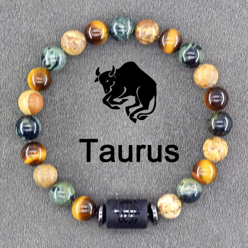 Constellation Natural Stone Beaded Twee Tigereye Bracelet