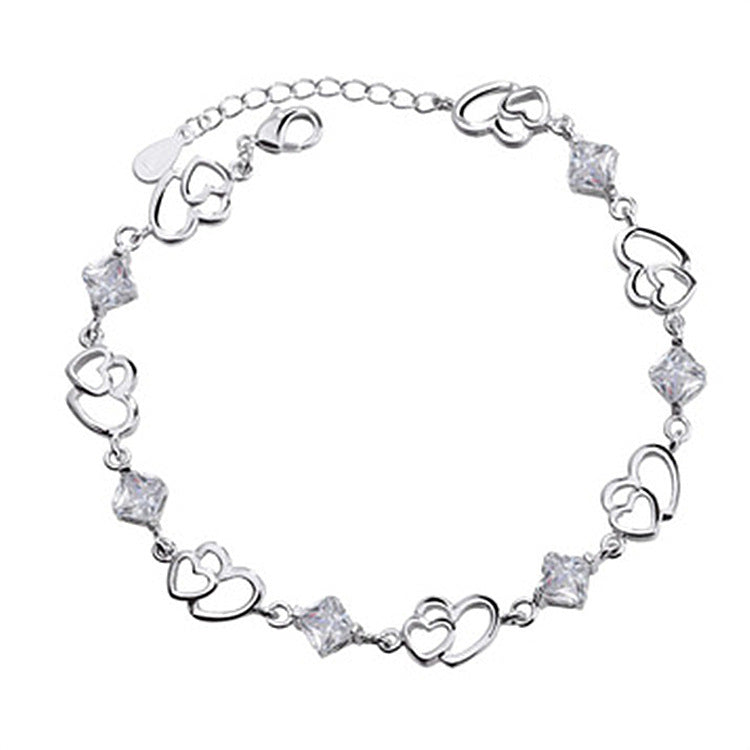 Amethyst Heart-shaped Diamond Female Heart-to-heart For Bracelets