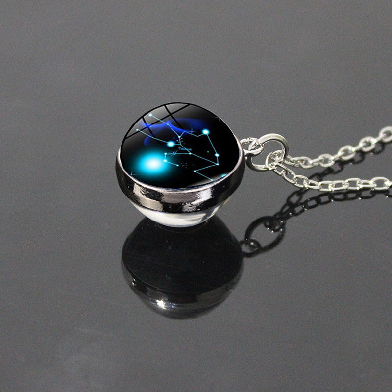Sky Twee Constellation Glass Ball Time Stone Patch Necklace