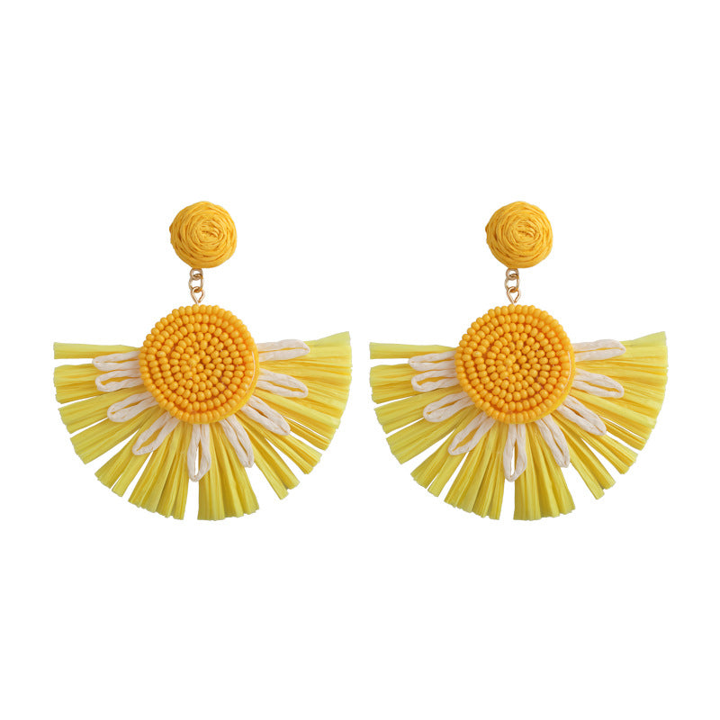 Vacation Style Yellow Series French Retro Graphy Earrings