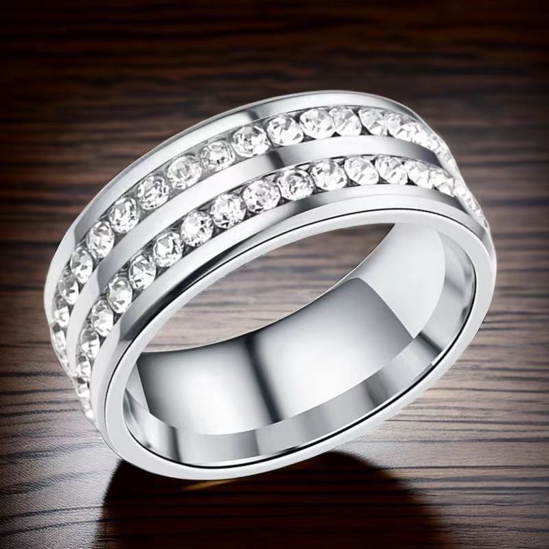 Stainless Steel Titanium Female French Style Starry Square Ring