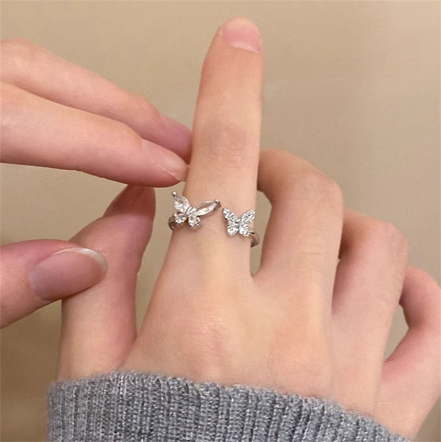 Women's Zircon Bow Love Heart-shaped Light Luxury High Rings