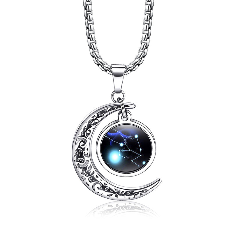 Men's Twee Constellation Luminous Titanium Steel Stainless Necklaces