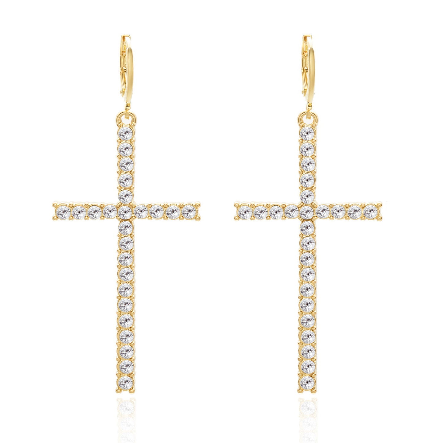 Women's High-grade Temperament Cross Pearl Rhinestone Asymmetric Earrings