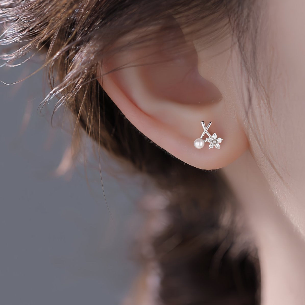 Zircon Little Flower Plated Sweet Simple Affordable Luxury Earrings