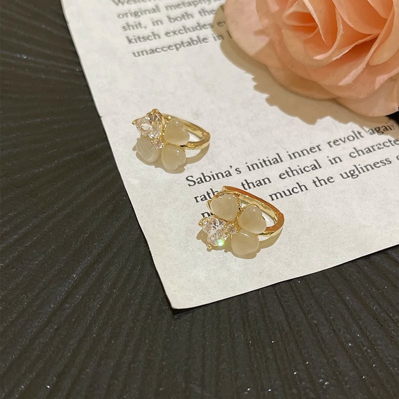 Opal Flower Love Heart Light Luxury Rings