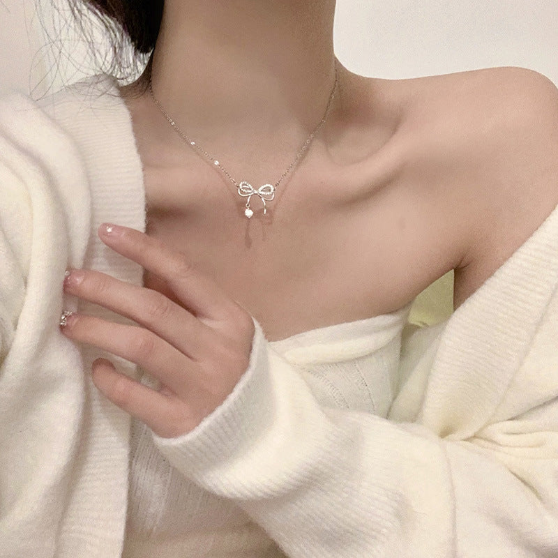 Point Full Series Female Bow Couple Design Clavicle Chain Sweater Necklaces