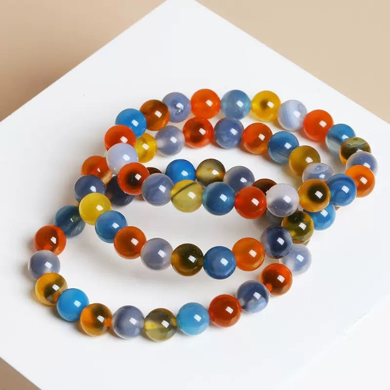 Natural Cherry Blossom Floating Flowers Agate Chalcedony Fashion Sweet Single Bracelet