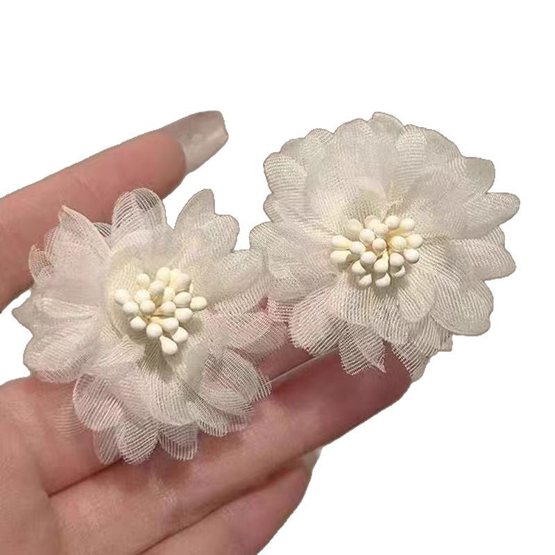Cute Vacation Style Three-dimensional Petals Summer Super Fairy Mesh Earrings