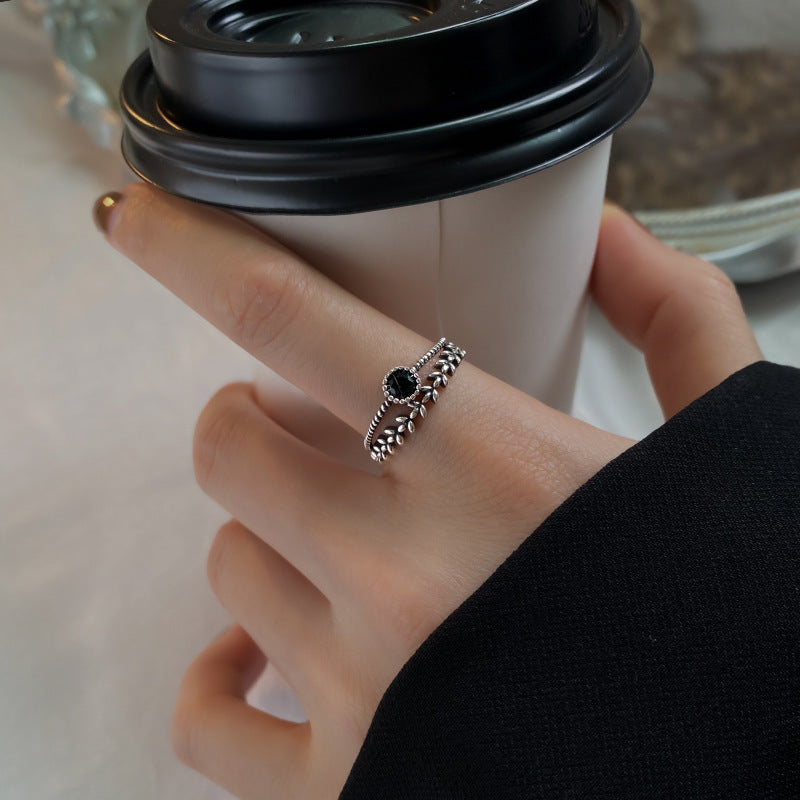 Black Zircon Female Hip Hop Fashion Personality Rings