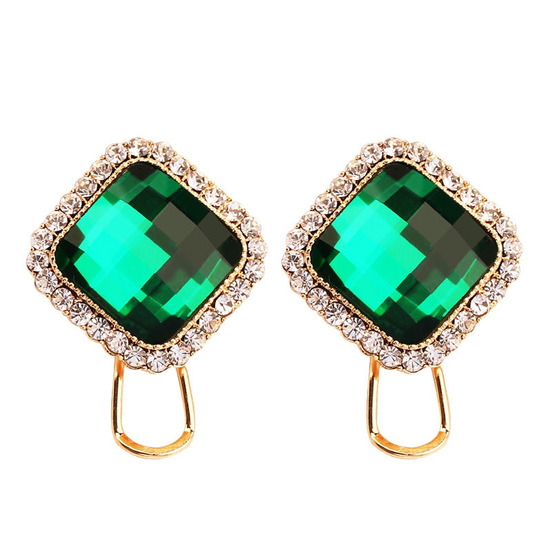 Fashion Exaggerated Alloy Prismatic Crystal Female Temperament Electroplated Earrings