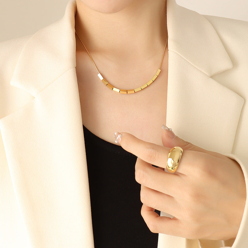 Korean Style Summer Geometric Square Personalized Titanium Steel Necklaces