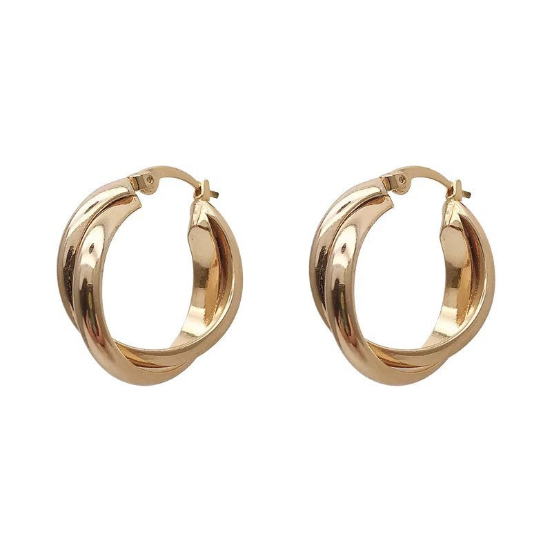 Metal Cross Double Female High Sense Light Earrings