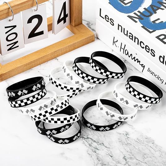 Women's & Men's White Plaid Popular Wrist Strap Fashion Racing Flag Bracelets