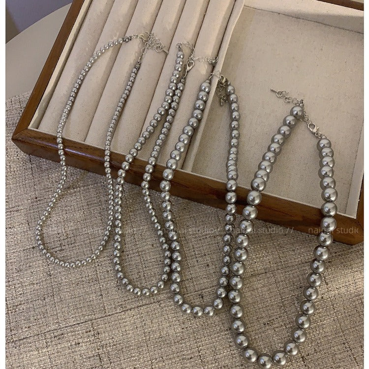 Glass Pearl Twin Cold Style Light Luxury Minority Advanced Clavicle Necklaces