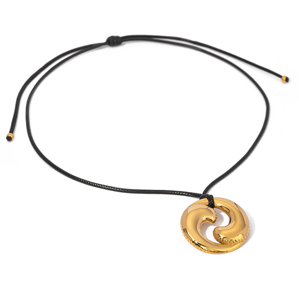 Gold Stainless Steel Simple Black Wax Necklaces