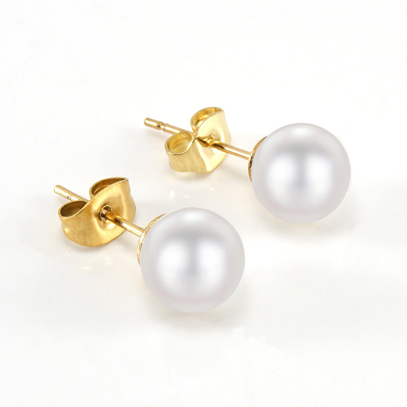 Women's Fashion Design Pearl Simple Titanium Steel Rings