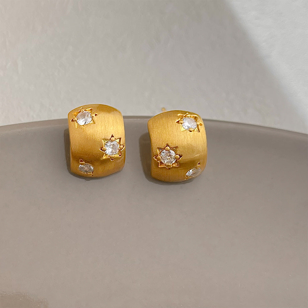 Matte Texture Geometric Female Niche Fashion Earrings