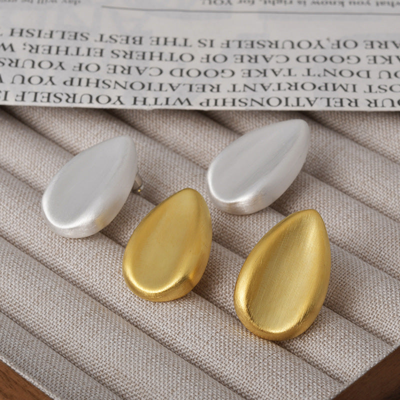 Brushed Water Drop Ear Cold Style Stud Earrings