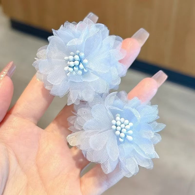 Cute Vacation Style Three-dimensional Petals Summer Super Fairy Mesh Earrings