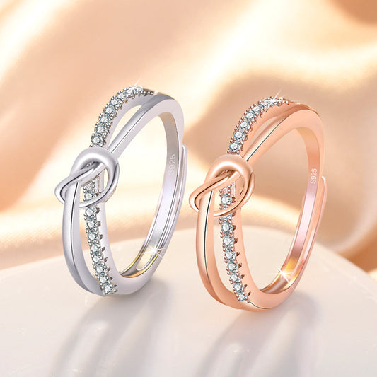 Single Row Diamond Knotted Female Korean Affordable Luxury Rings