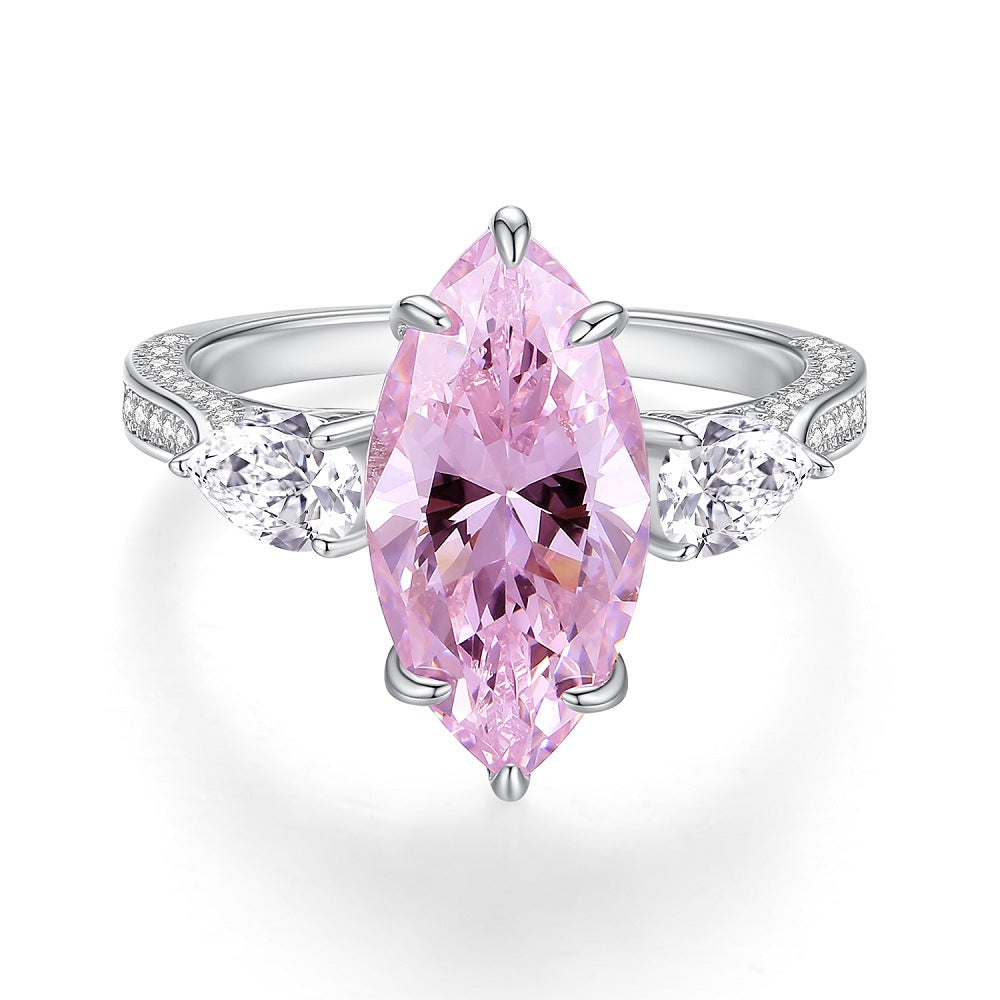 Ice Flower Cut Female Pink Diamond Rings