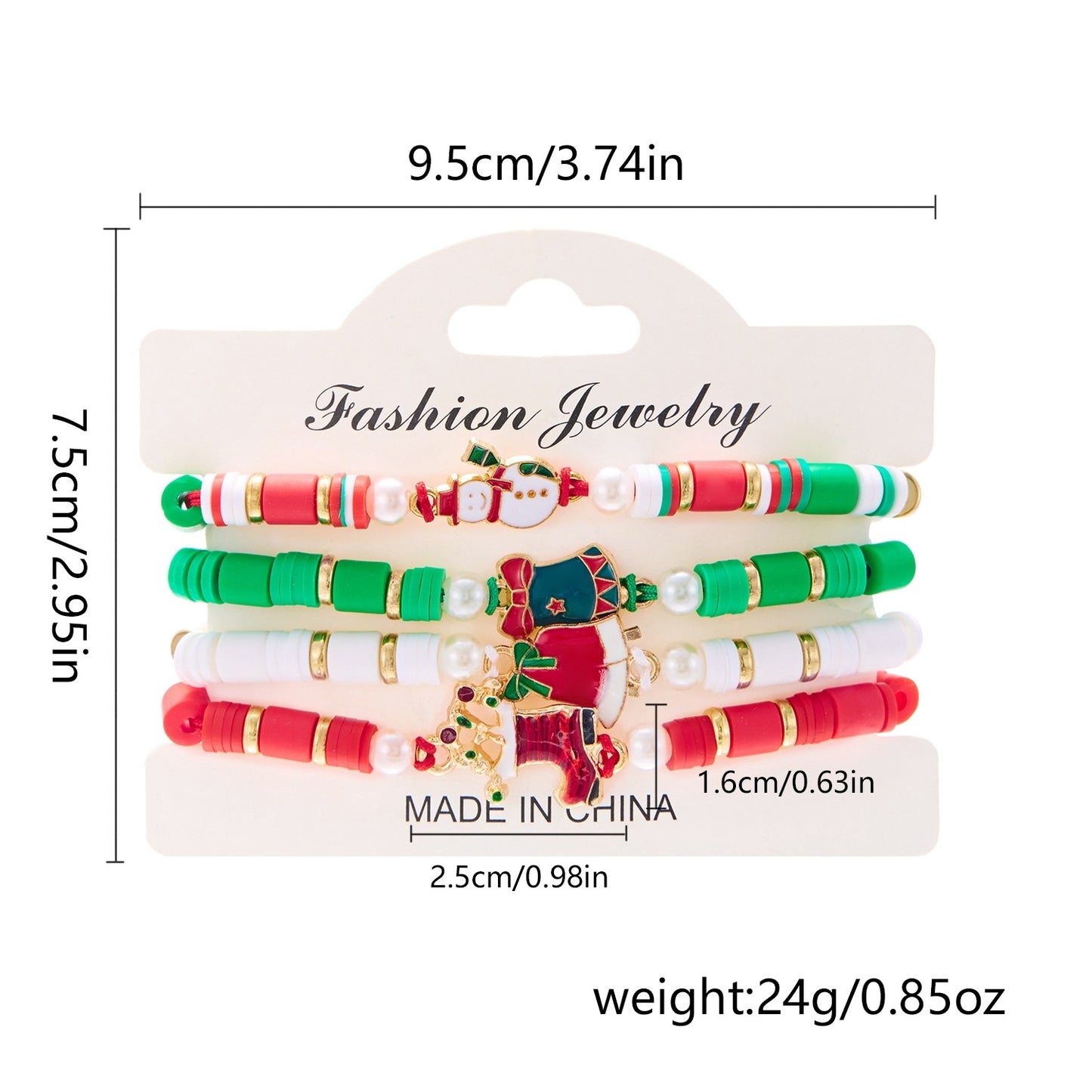 Woven Santa Claus Tree Polymer Clay Bracelets