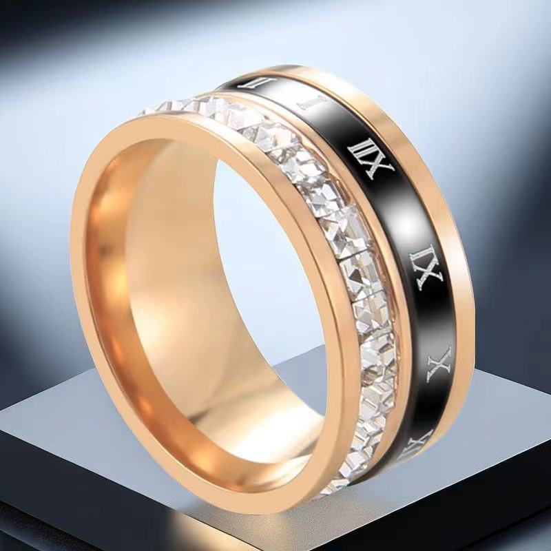 Women's Sense Niche Roman Digital Rotating Light Luxury Rings