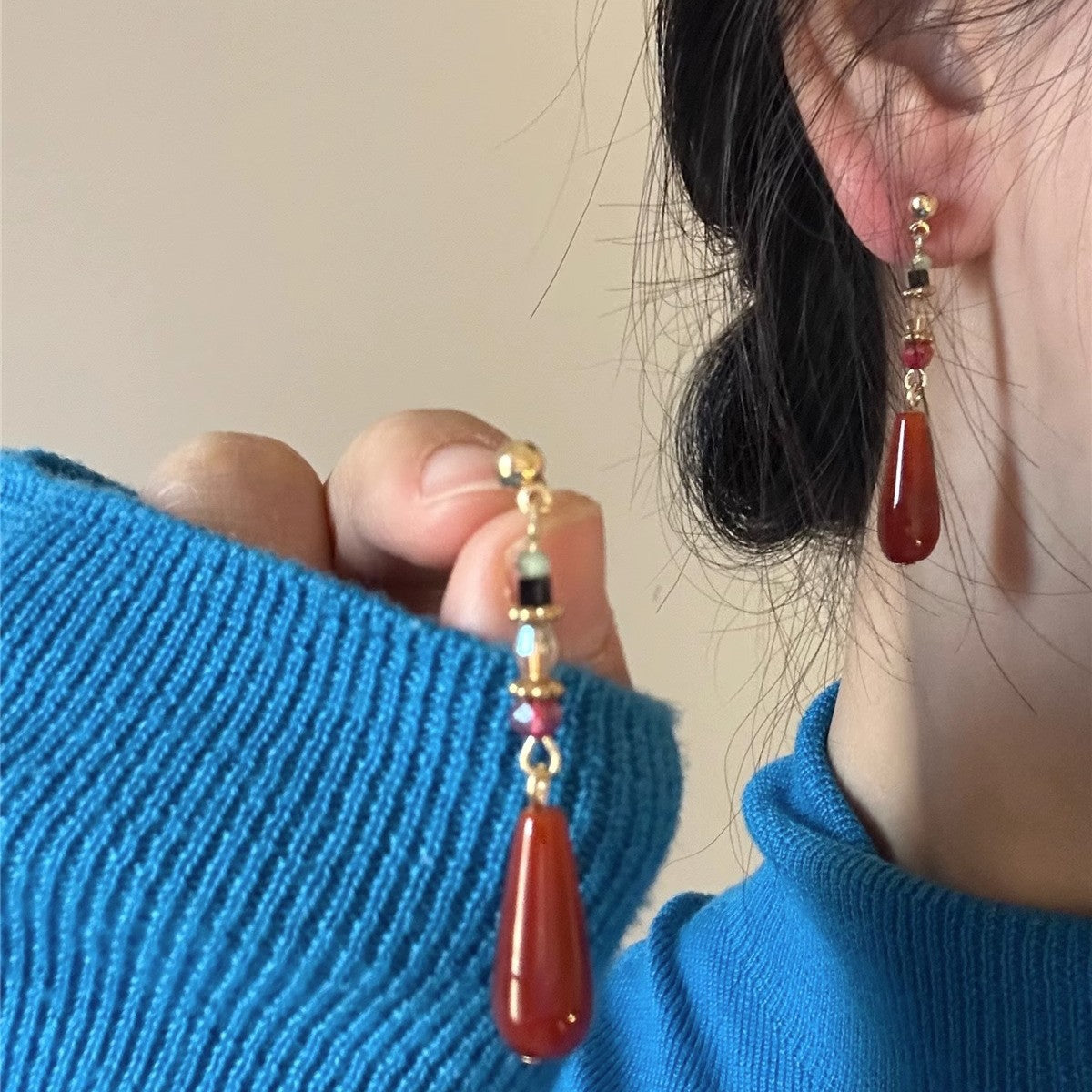 Women's Niche Water Drop Ear Chinese Style Classical Earrings