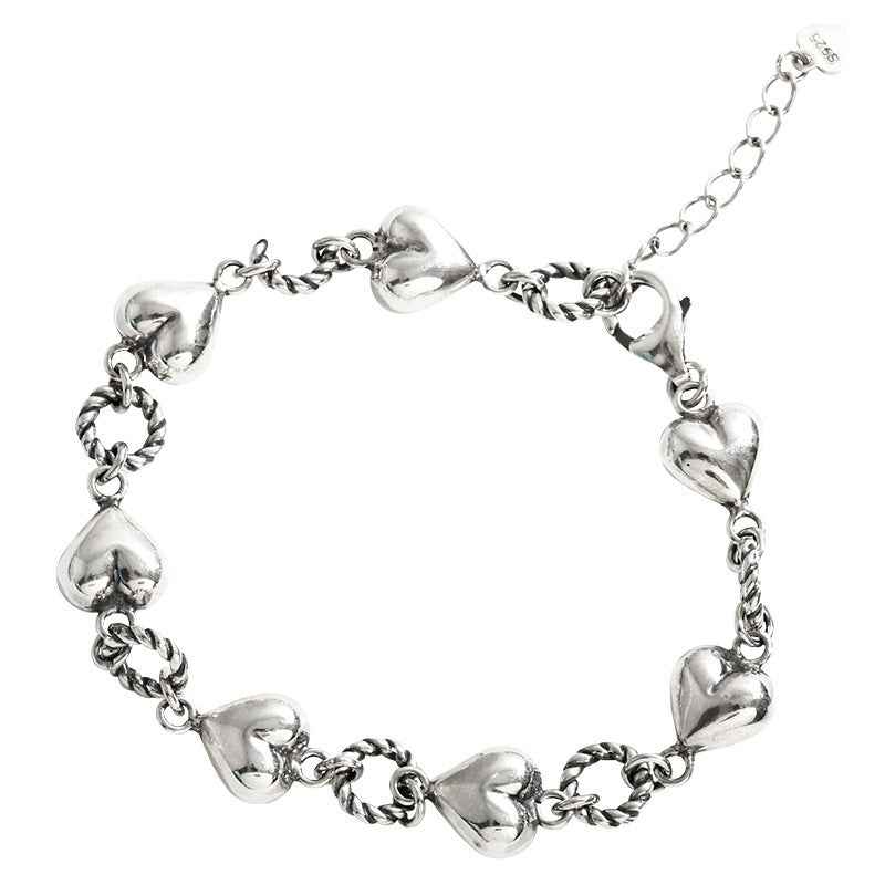 Women's Three-dimensional Heart-shaped Korean Style Couple Cold Tassel Bracelets