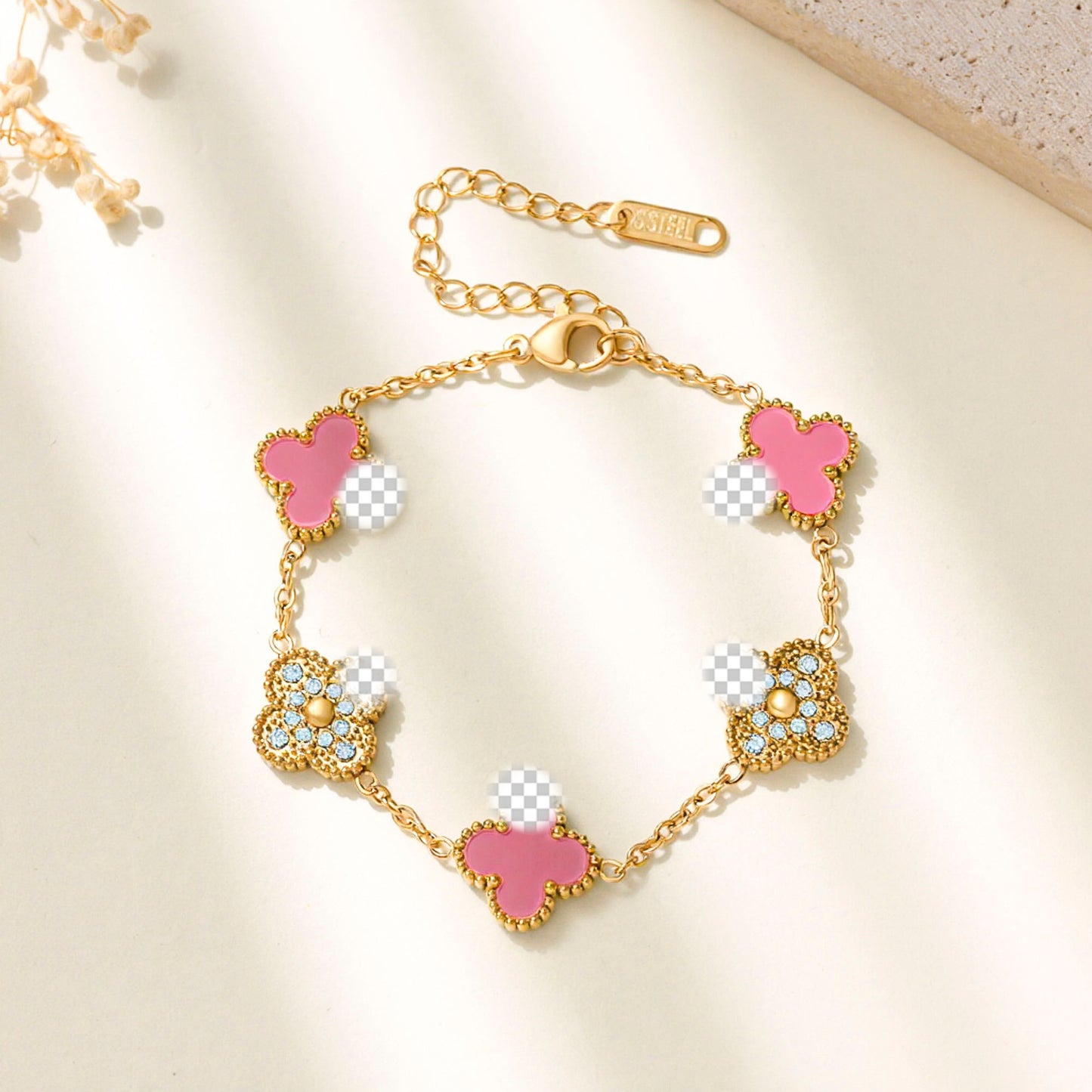 Three-dimensional Flower Elegant Handmade Fashion Temperament Stainless Steel Bracelet