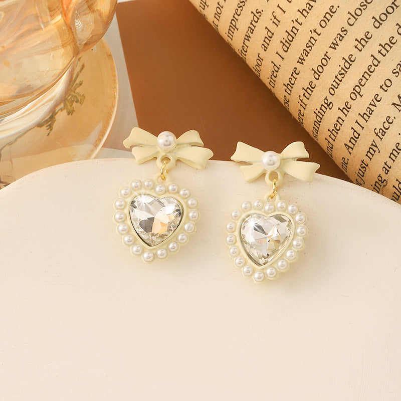 Simple Retro Sier Needle Pearl High Sense Ear Earrings