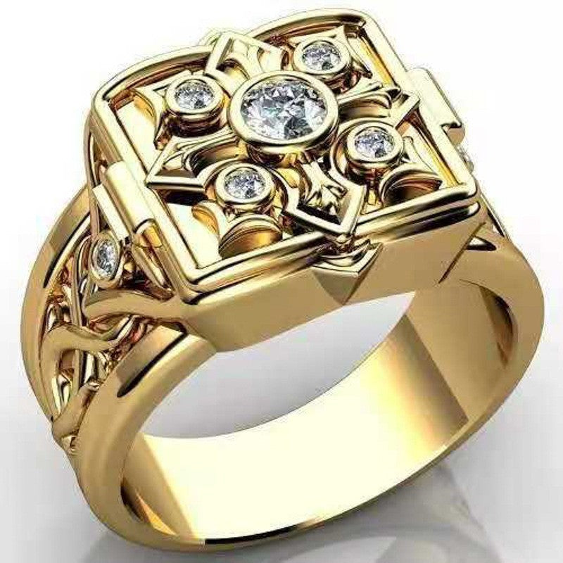 Ornament Golden Skull Carved Pattern Fashion Rings