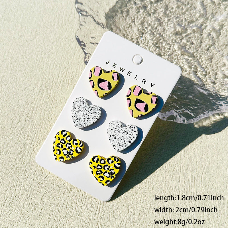 Women's Valentine's Day Denim Love Paint Printing Clay Quality Earrings