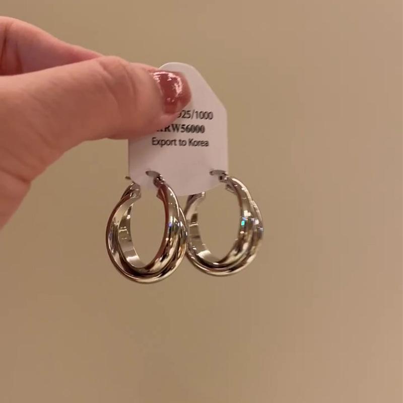 Metal Cross Double Female High Sense Light Earrings