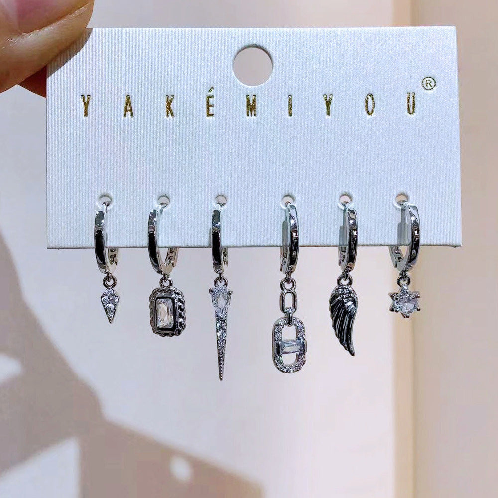 Trendy Special Interest Light Luxury Zircon Geometric Ear Rings