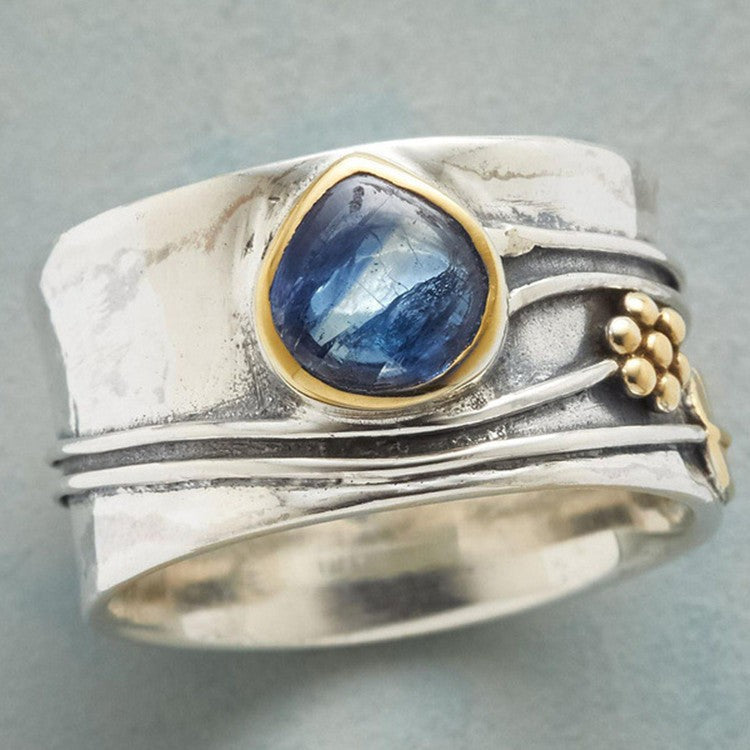 Simple Sea Blue Water Drop Gem Rings
