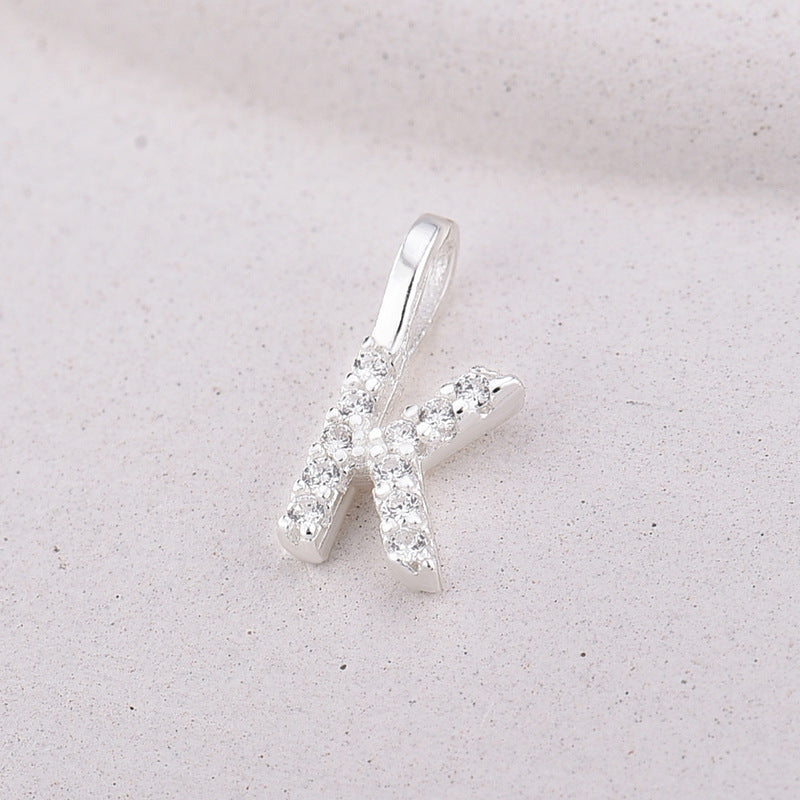 Sier Simple Diamond Letters English Personalized Pendants