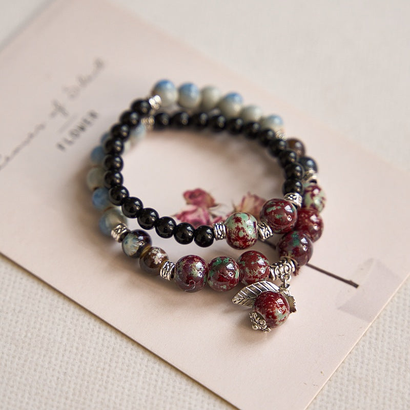 Chinese Style Double Circle Ceramic Female Bracelets