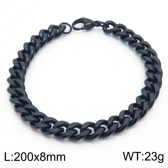 Men's Fashion Side Flat Chain Stainless Steel Bracelets