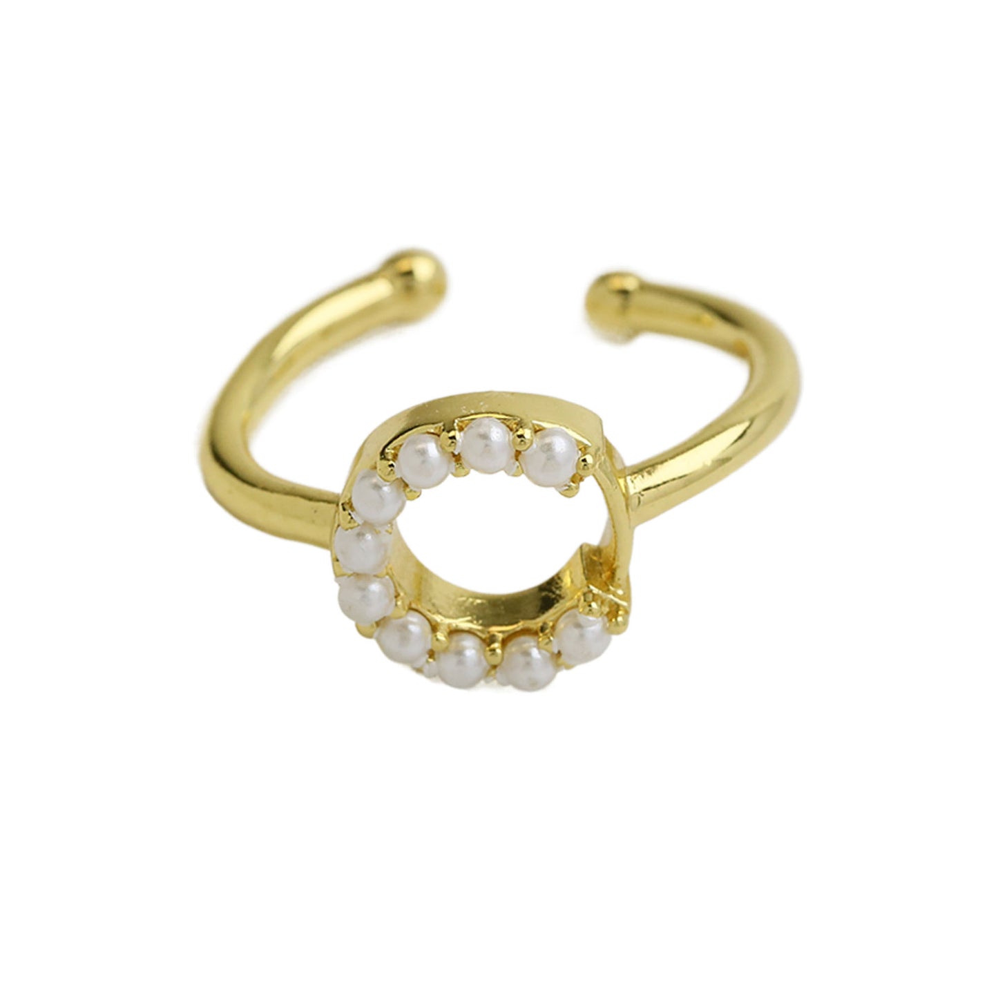 Women's Xi Brass Pearl English Letters Open Rings