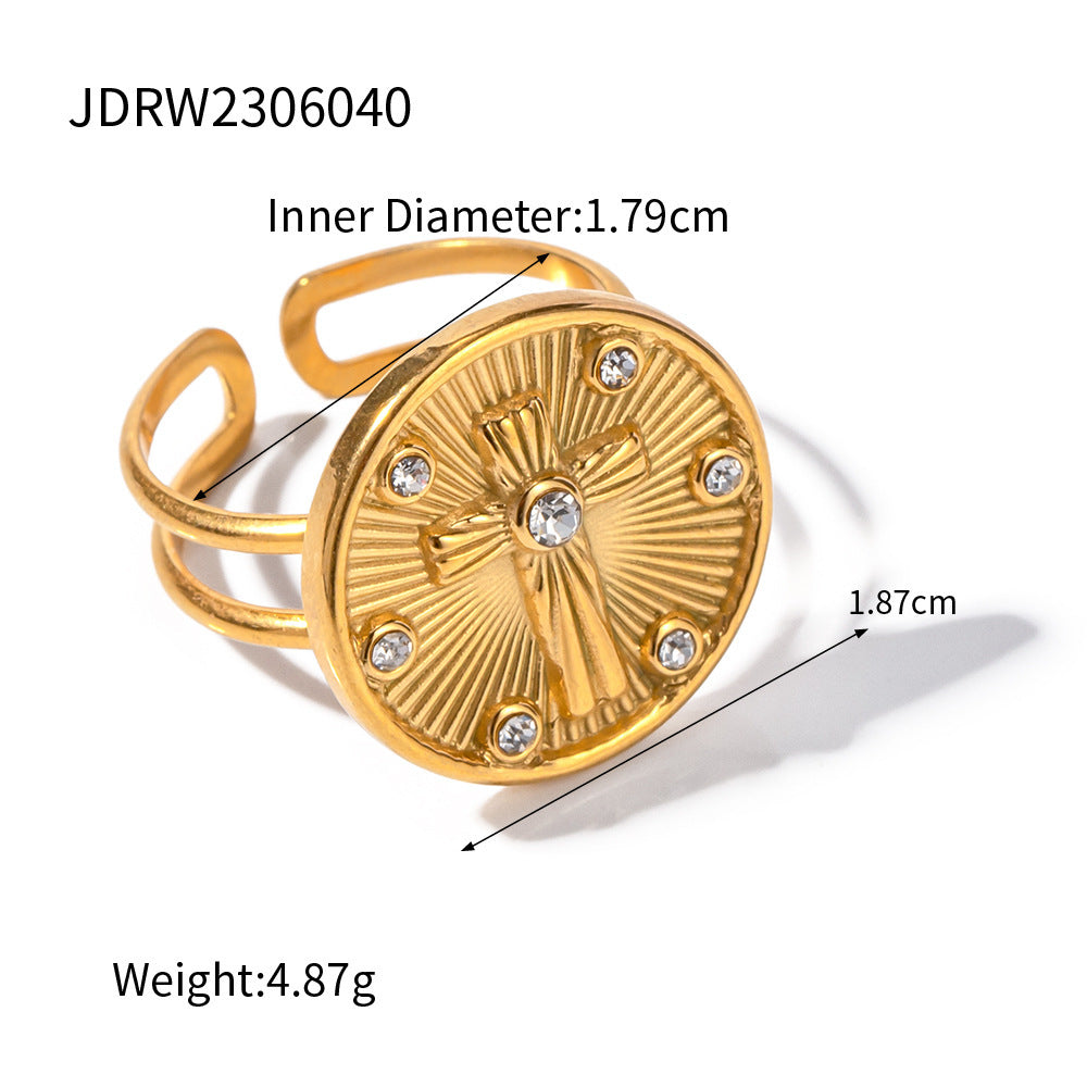 Women's Retro Style Fashion Gold Stainless Steel Ring