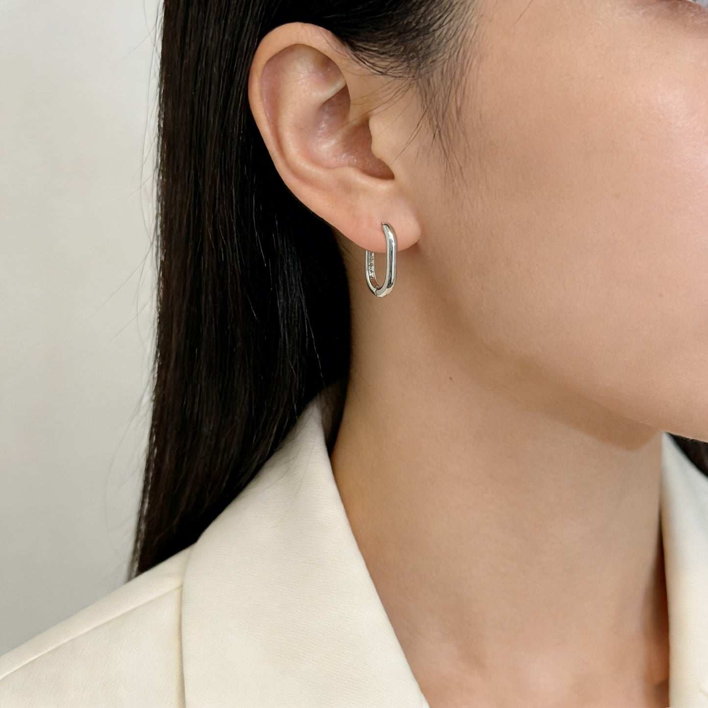Simple Geometric Ellipse Clip Vintage Light Luxury High-grade Niche Ear Buckle