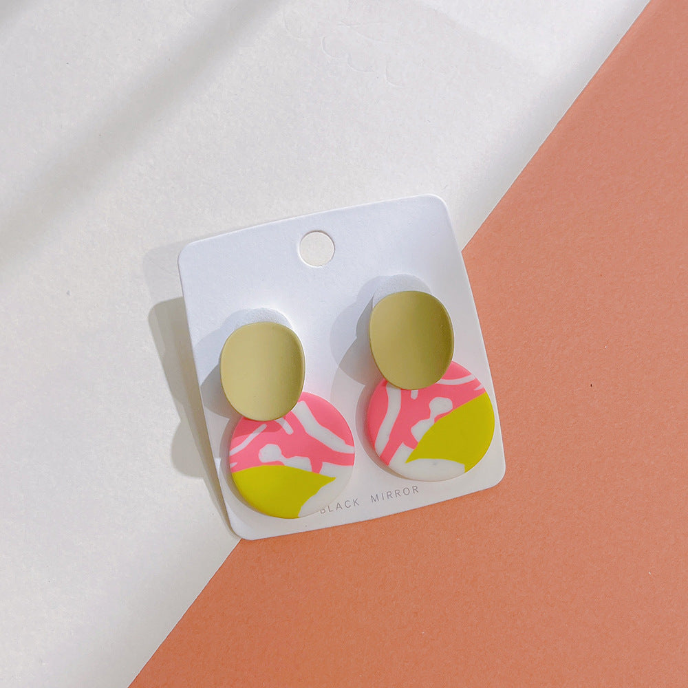 Women's Polymer Clay Small Cute Geometric Pattern Earrings