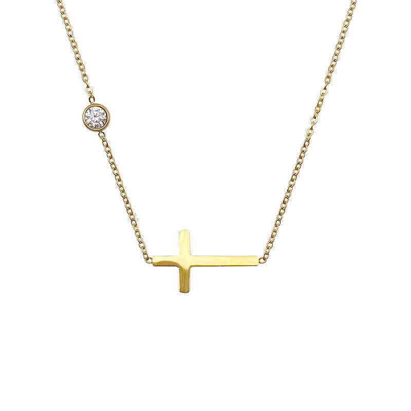 Light Luxury Minority Design Sense Exquisite Refined Grace Cross Simple Necklace