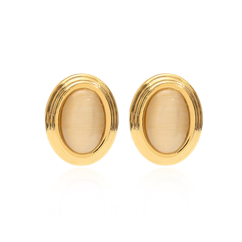 Affordable Luxury Fashion Stainless Steel Opal Stone Ear High-grade Earrings